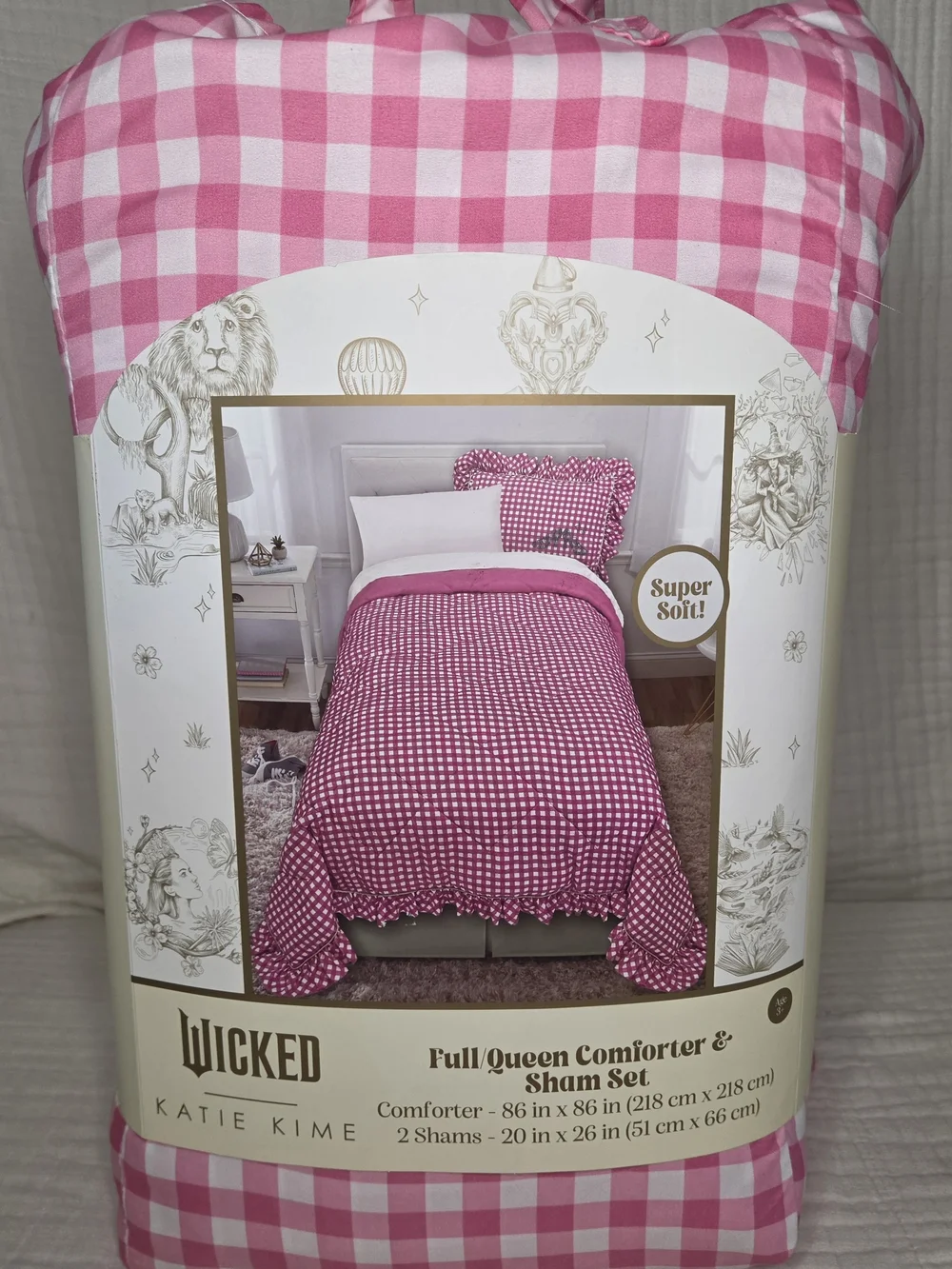 Katie K Pink and White Gingham Comforter & Sham Set